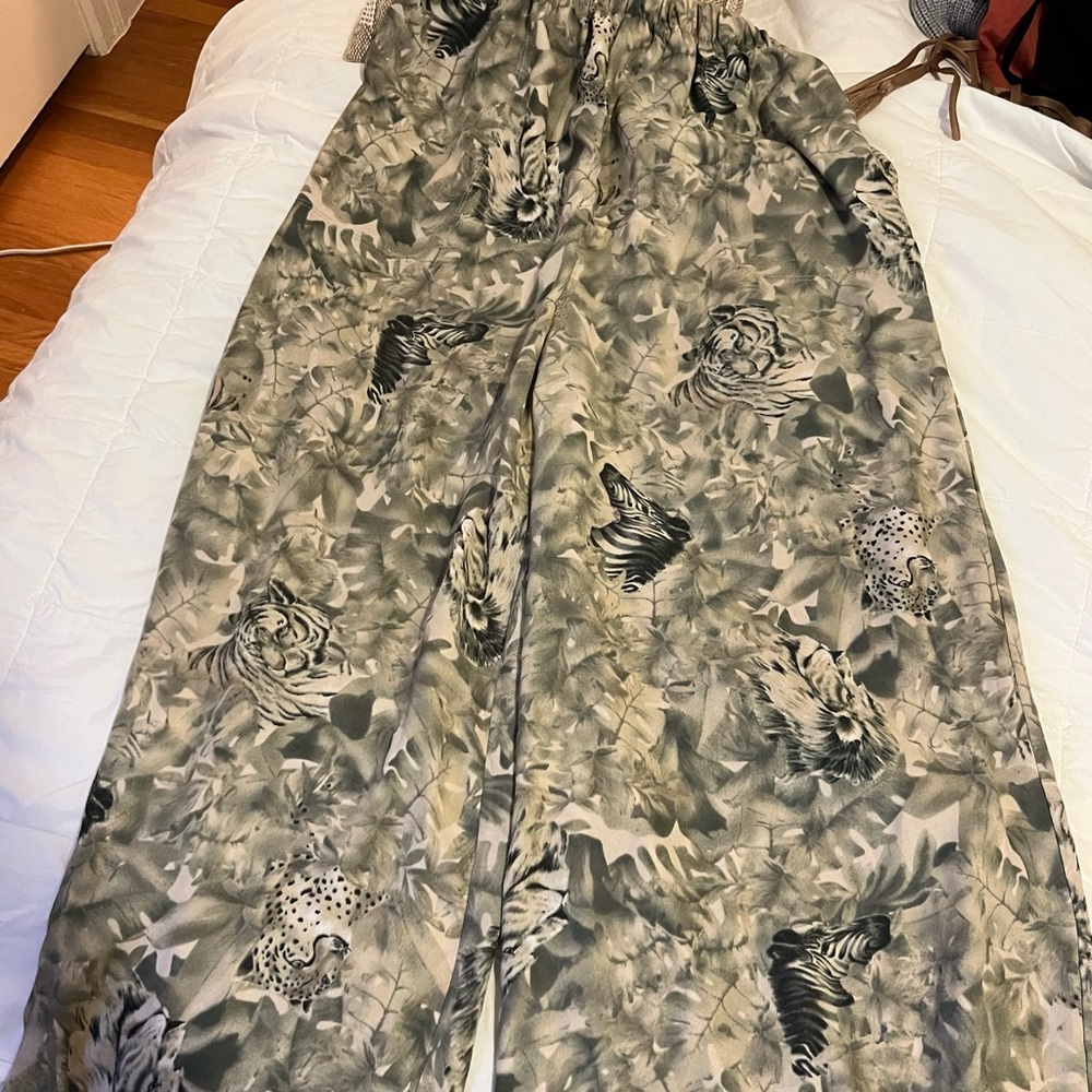 Wide leg thrifted tiger pants